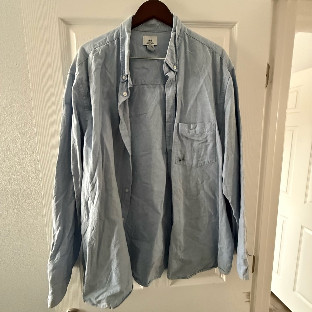 H&M Sky Blue Regular Fit Shirt